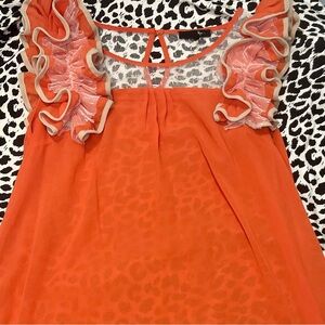 Ladies Ryu Orange ruffle sleeve top size medium